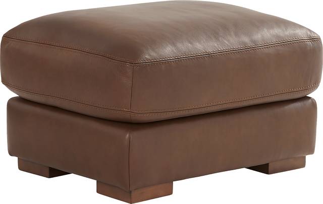 Kensington Coffee Leather Ottoman - Thumbnail - Image 1