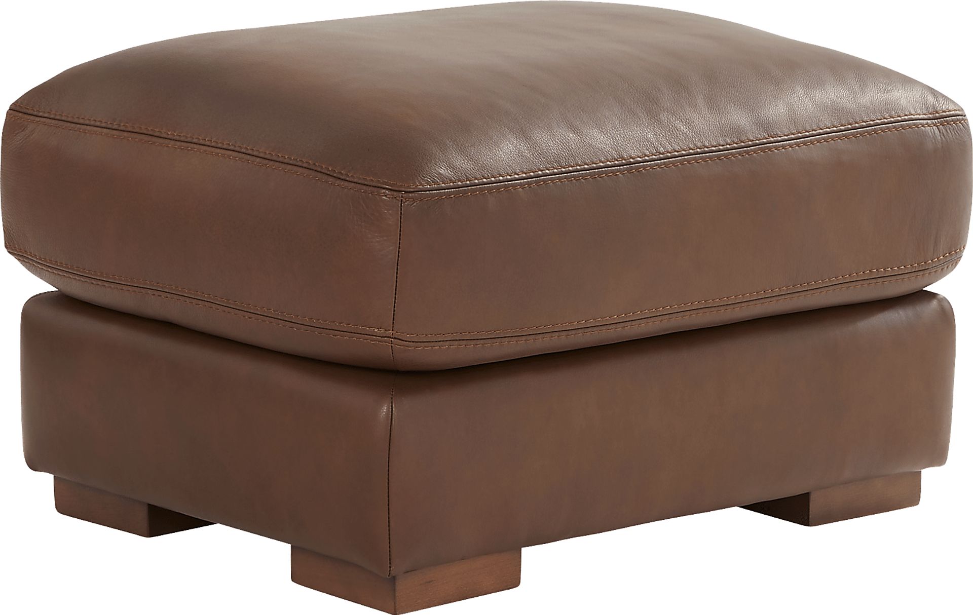 Kensington Coffee Leather Ottoman - Image 1