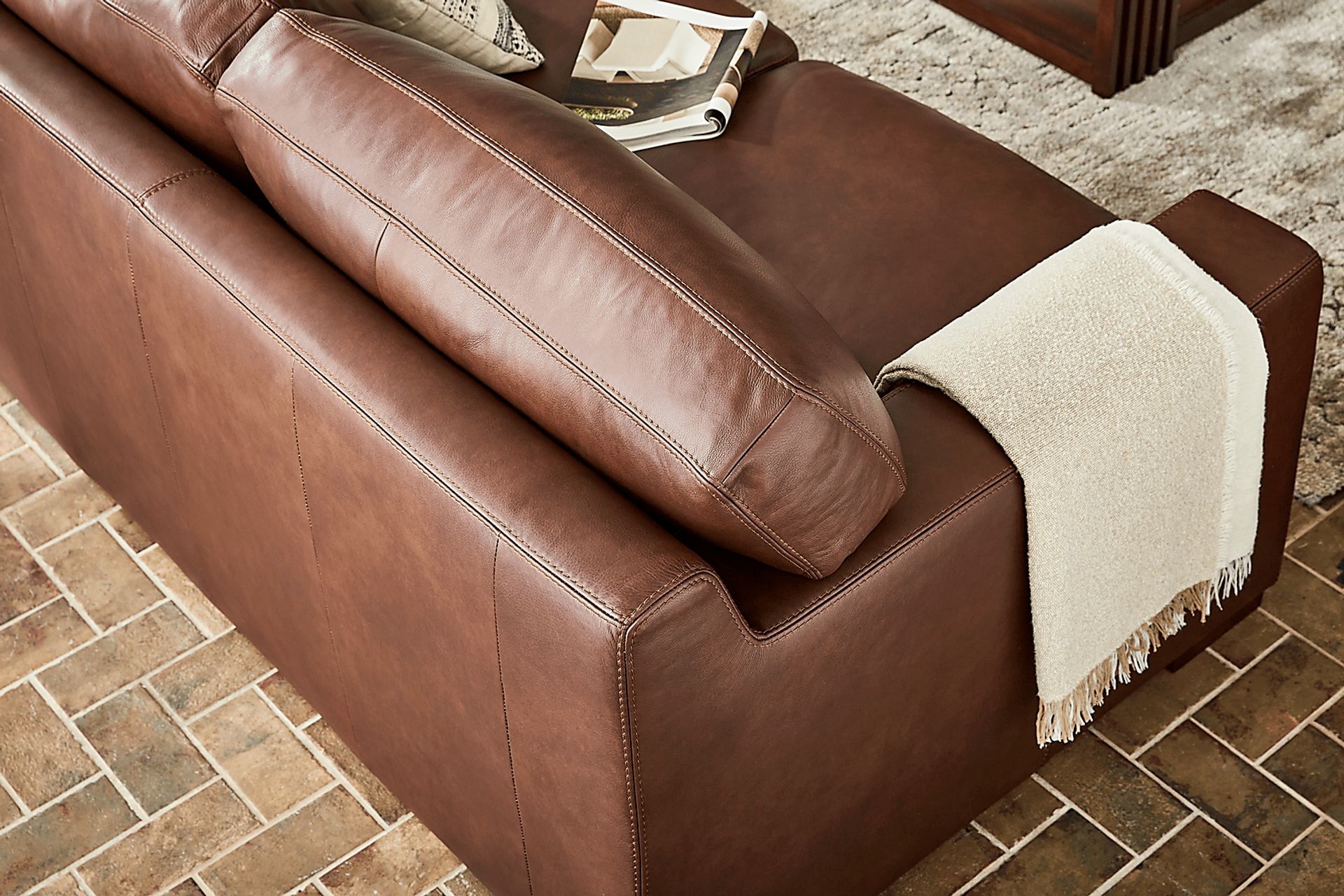Kensington Coffee Leather Sofa - Image 3