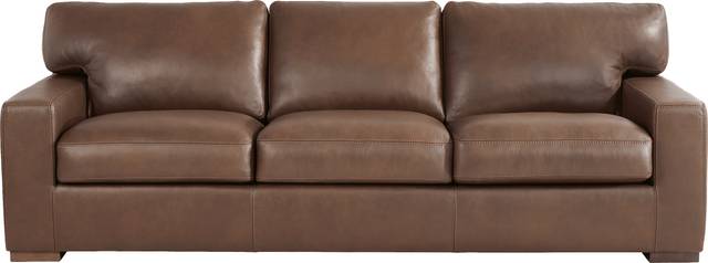 Kensington Coffee Leather Sofa - Thumbnail - Image 1