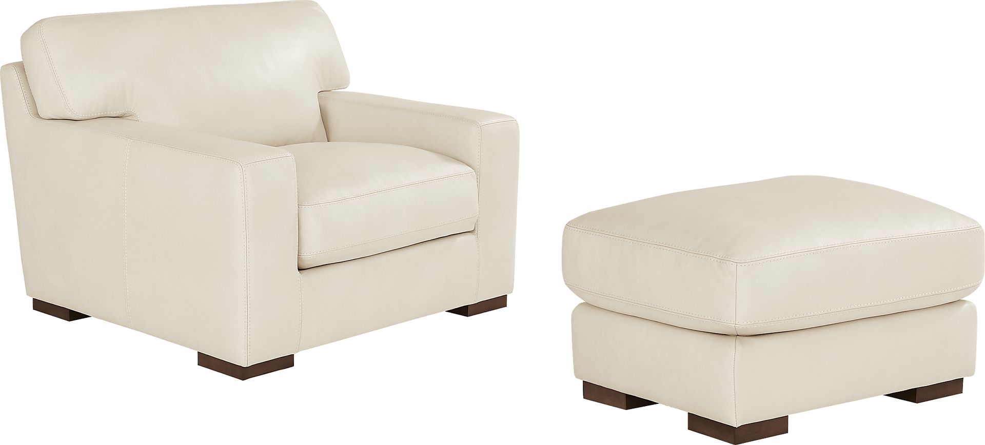 Kensington Oyster 2 Pc Leather Chair and Ottoman Set - Image 1