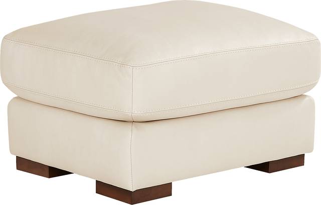 Kensington Oyster Leather Ottoman - Thumbnail - Image 1
