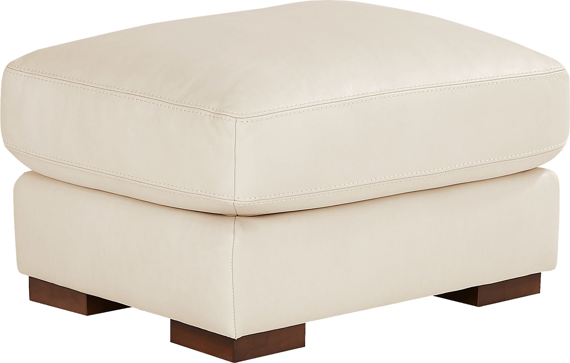 Kensington Oyster Leather Ottoman - Image 1