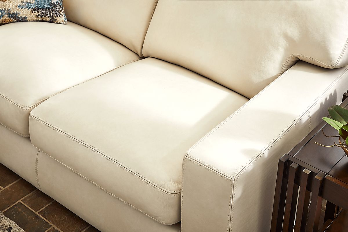 Kensington 7 Pc Oyster Beige Leather Living Room Set With Sofa ...
