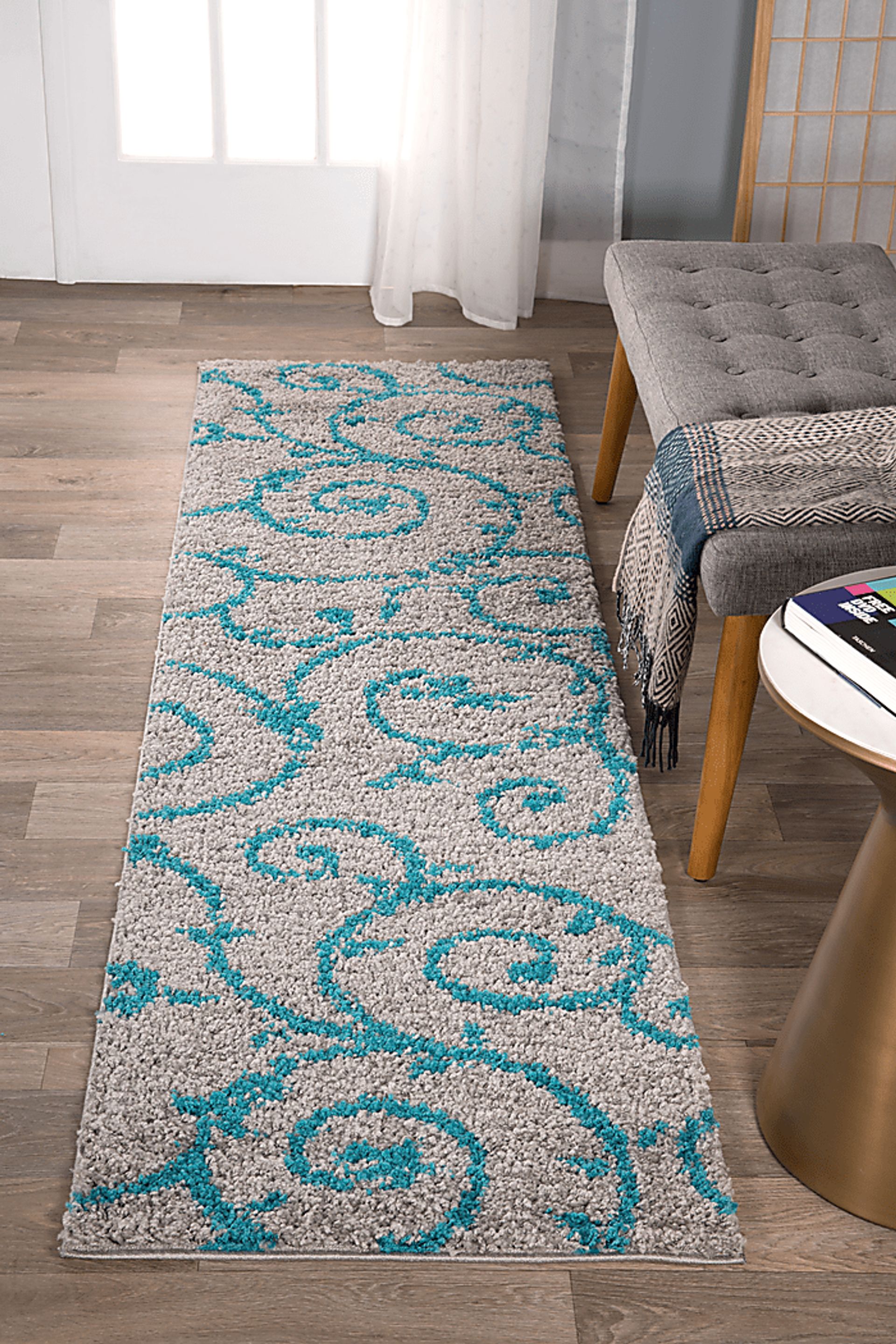 Kerli Turquoise 2' x 7'2 Runner Rug - Image 3