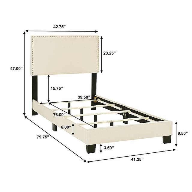 Kernite Beige Twin Bed - Thumbnail - Image 9