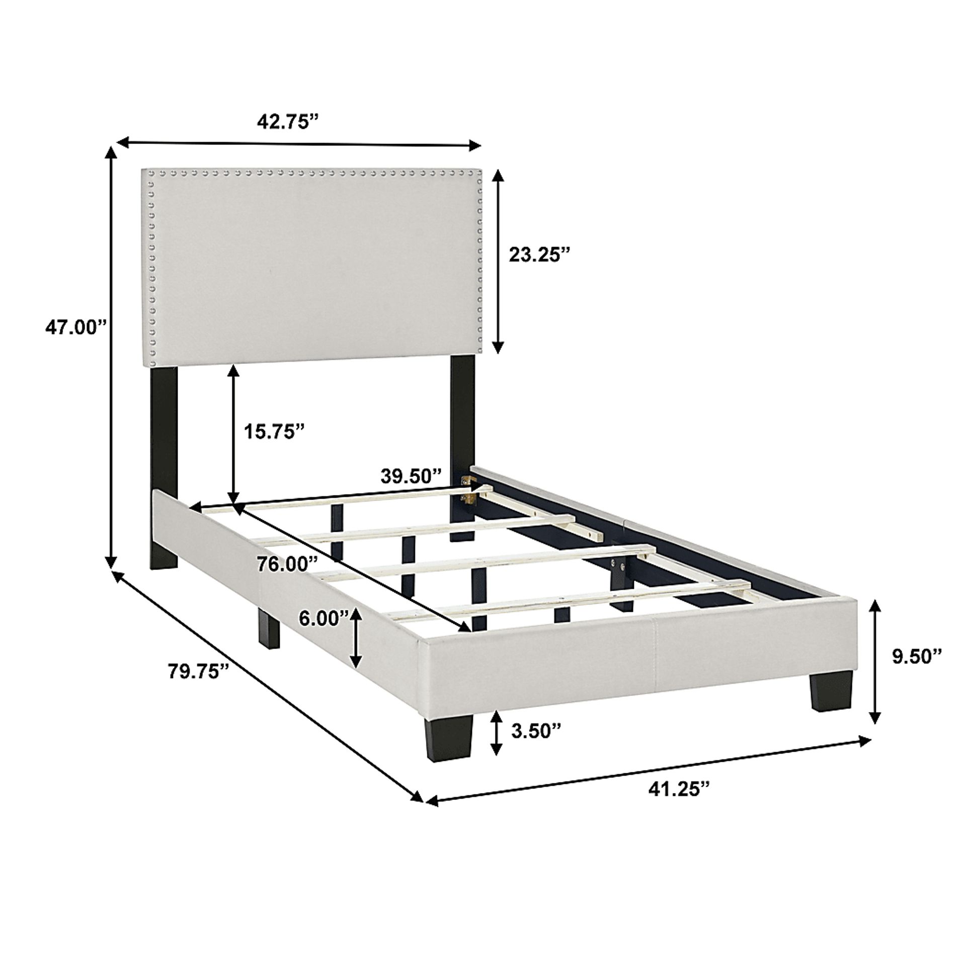 Kernite Light Gray Twin Bed - Image 8