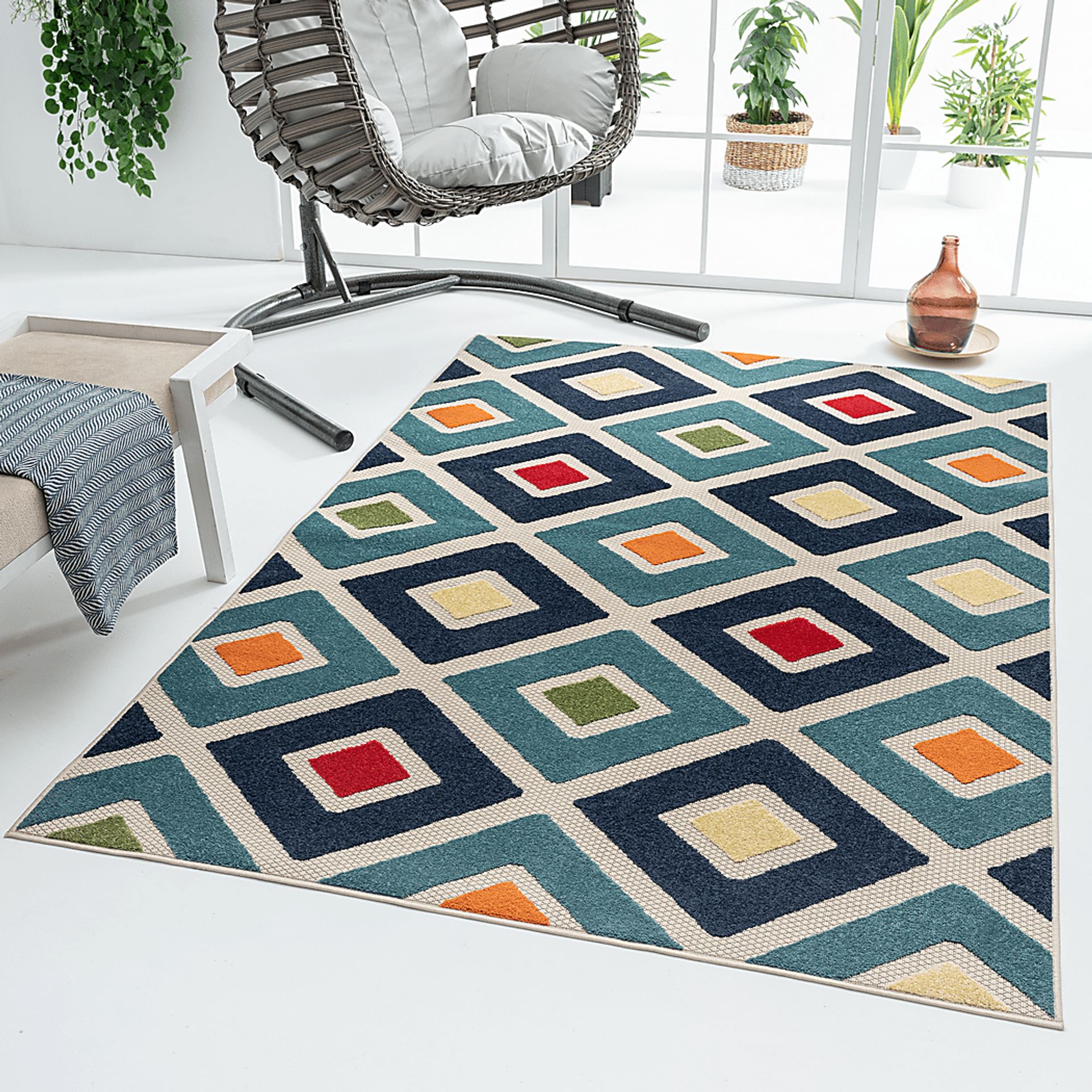 Kerosumu Blue 5' x 8' Indoor/Outdoor Rug - Image 2