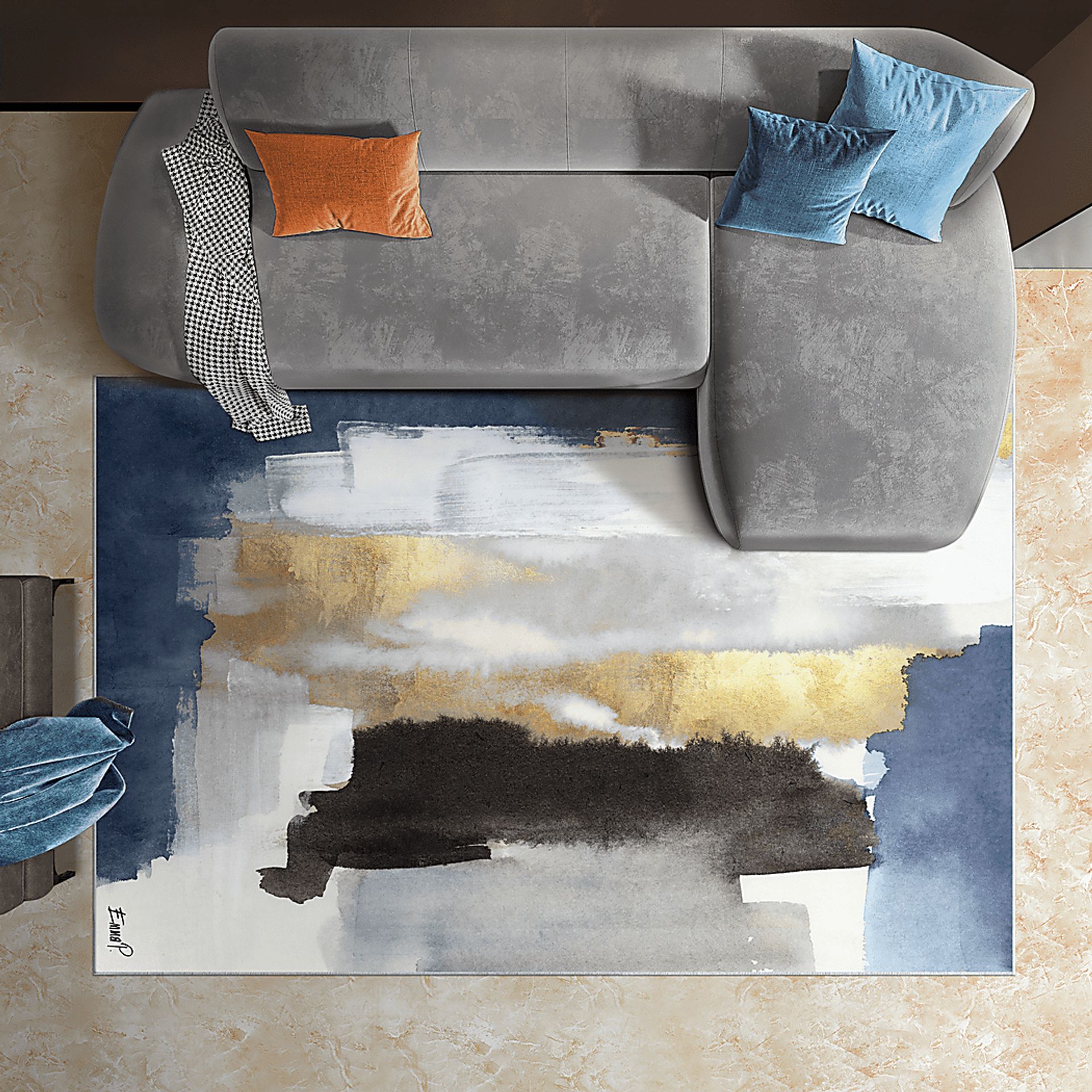 Kerrans Blue 5' x 7'7 Rug - Image 2