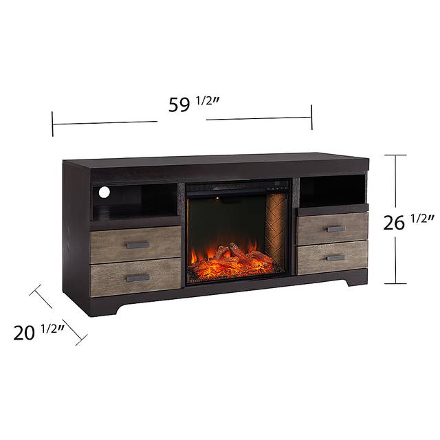 Kerrybrook III Brown 59 in. Console With Smart Electric Fireplace - Thumbnail - Image 11