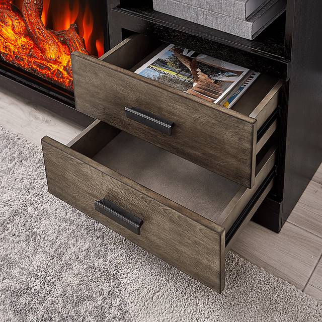 Kerrybrook III Brown 59 in. Console With Smart Electric Fireplace - Thumbnail - Image 2