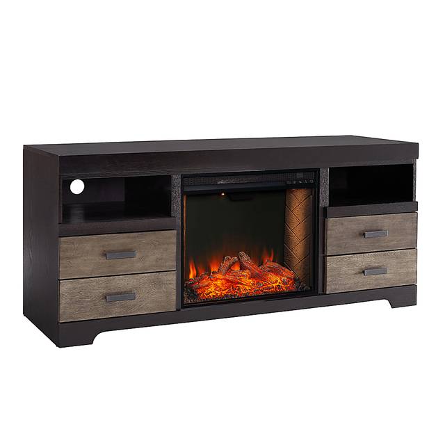 Kerrybrook III Brown 59 in. Console With Smart Electric Fireplace - Thumbnail - Image 3