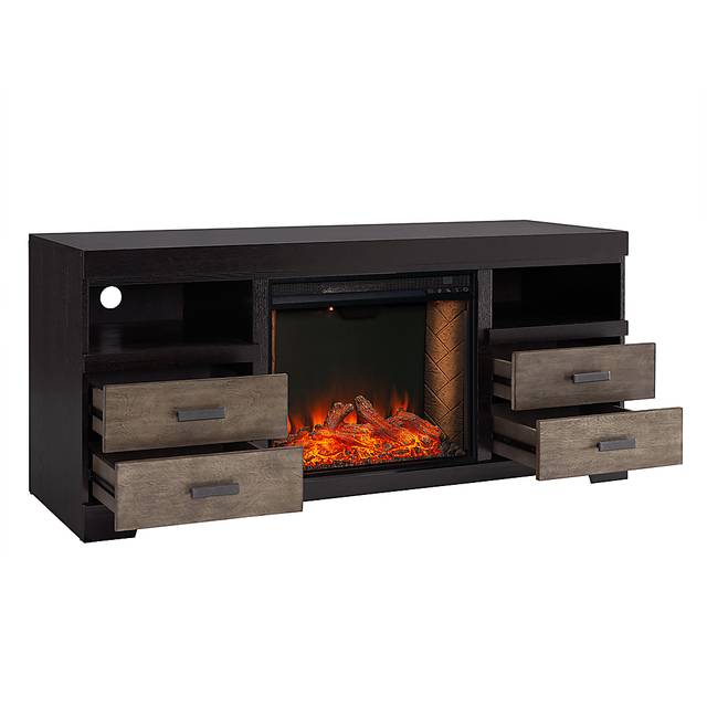 Kerrybrook III Brown 59 in. Console With Smart Electric Fireplace - Thumbnail - Image 9