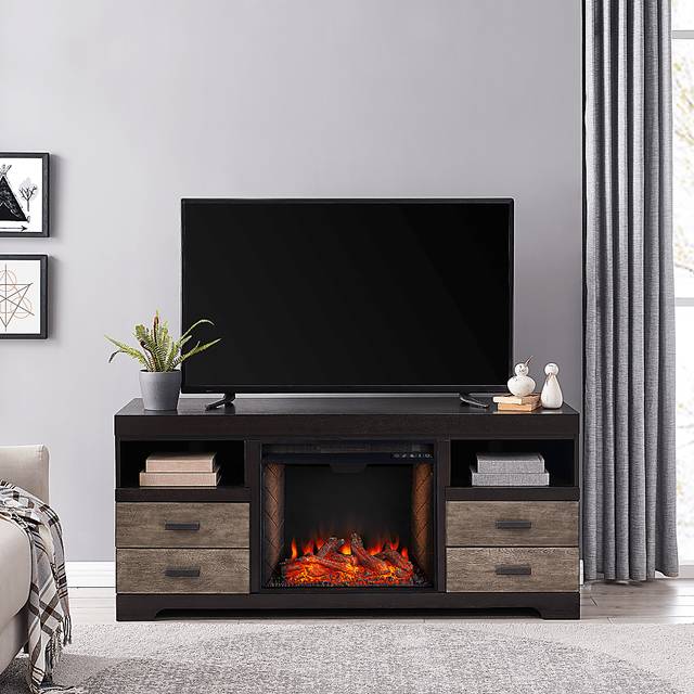 Kerrybrook III Brown 59 in. Console With Smart Electric Fireplace - Thumbnail - Image 10