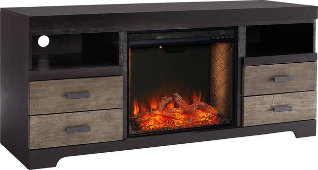 Kerrybrook III Brown 59 in. Console With Smart Electric Fireplace - Thumbnail - Image 1