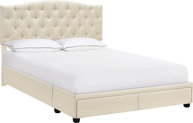 Kerrydale Cream Queen Bed - Thumbnail - Image 1