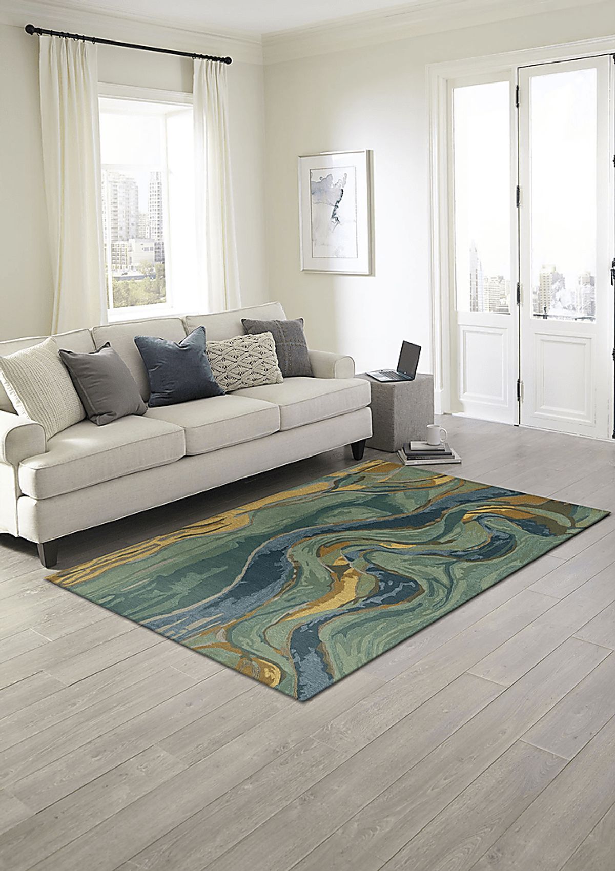 Kerym Blue,Green Rugs | Rooms to Go