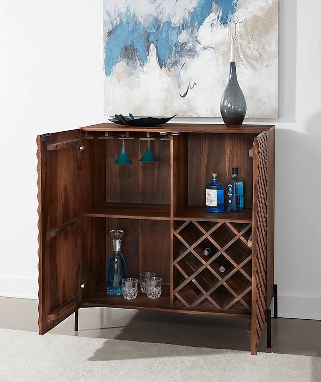 Kessell Brown Bar Cabinet - Thumbnail - Image 3