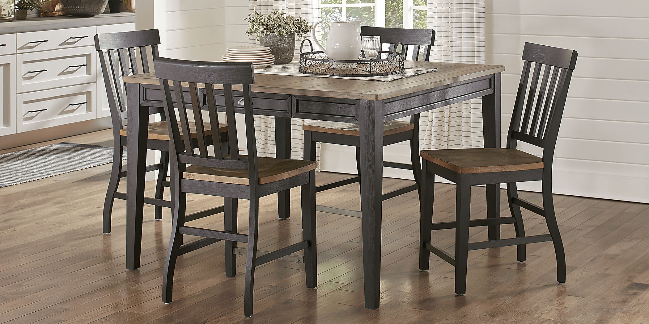 Keston Black 5 Pc Square Counter Height Dining Room