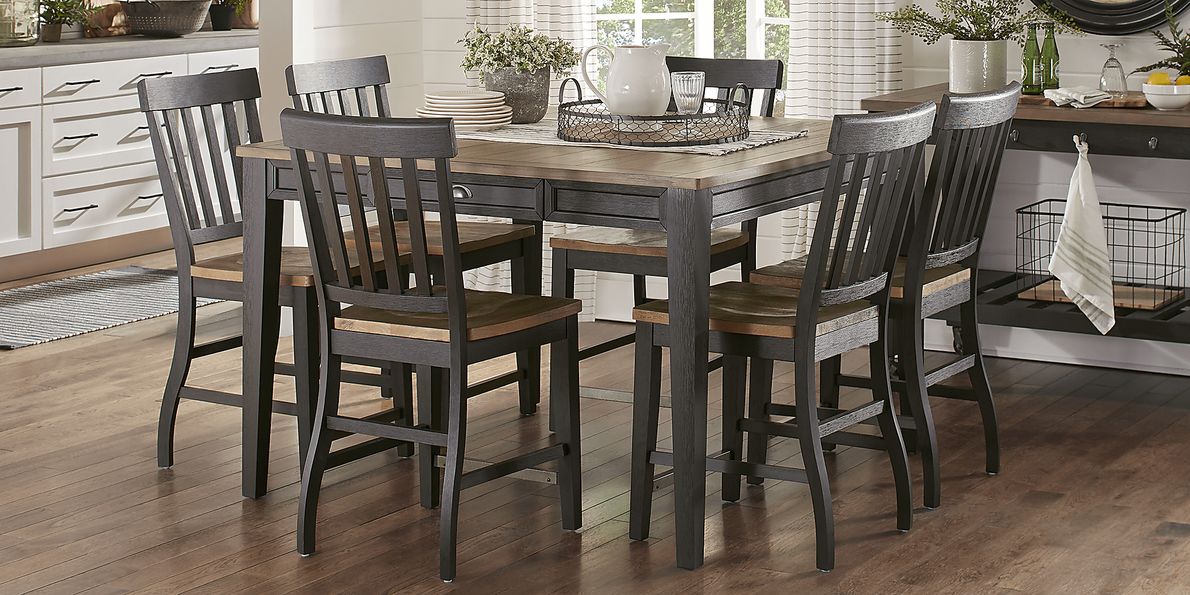 Keston 7 Pc Black Black,Colors Dining Room Set With Counter Height ...