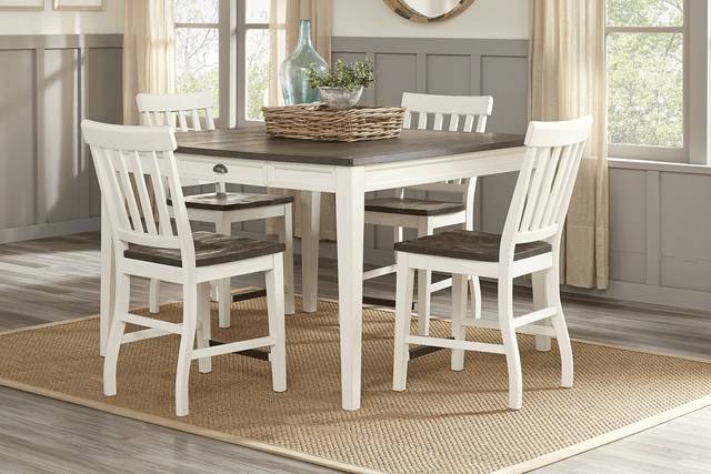 Keston White 5 Pc Square Counter Height Dining Room - Thumbnail - Image 1