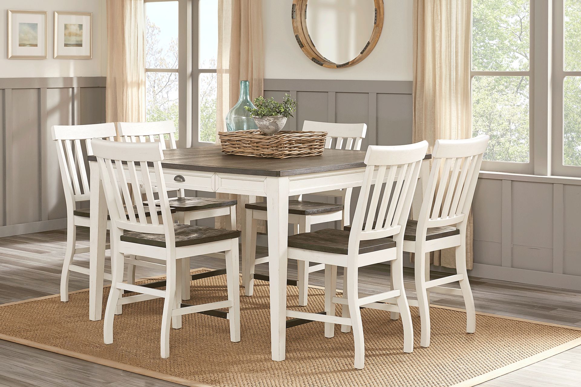 Keston White 7 Pc Square Counter Height Dining Room - Image 1