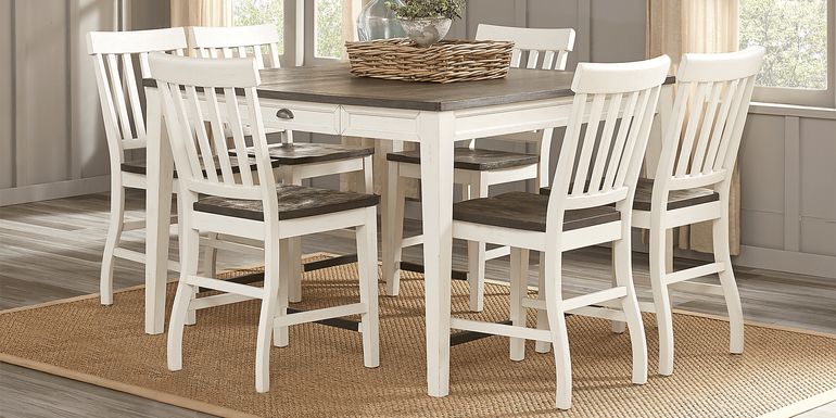 Keston White 7 Pc Square Counter Height Dining Room