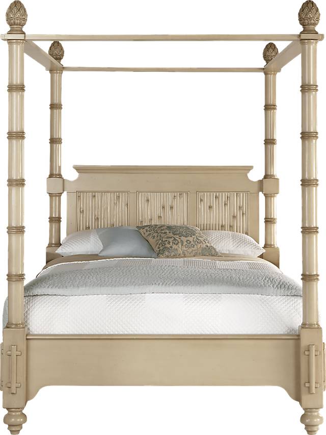 Key Royale Cream 3 Pc King Canopy Bed - Thumbnail - Image 1