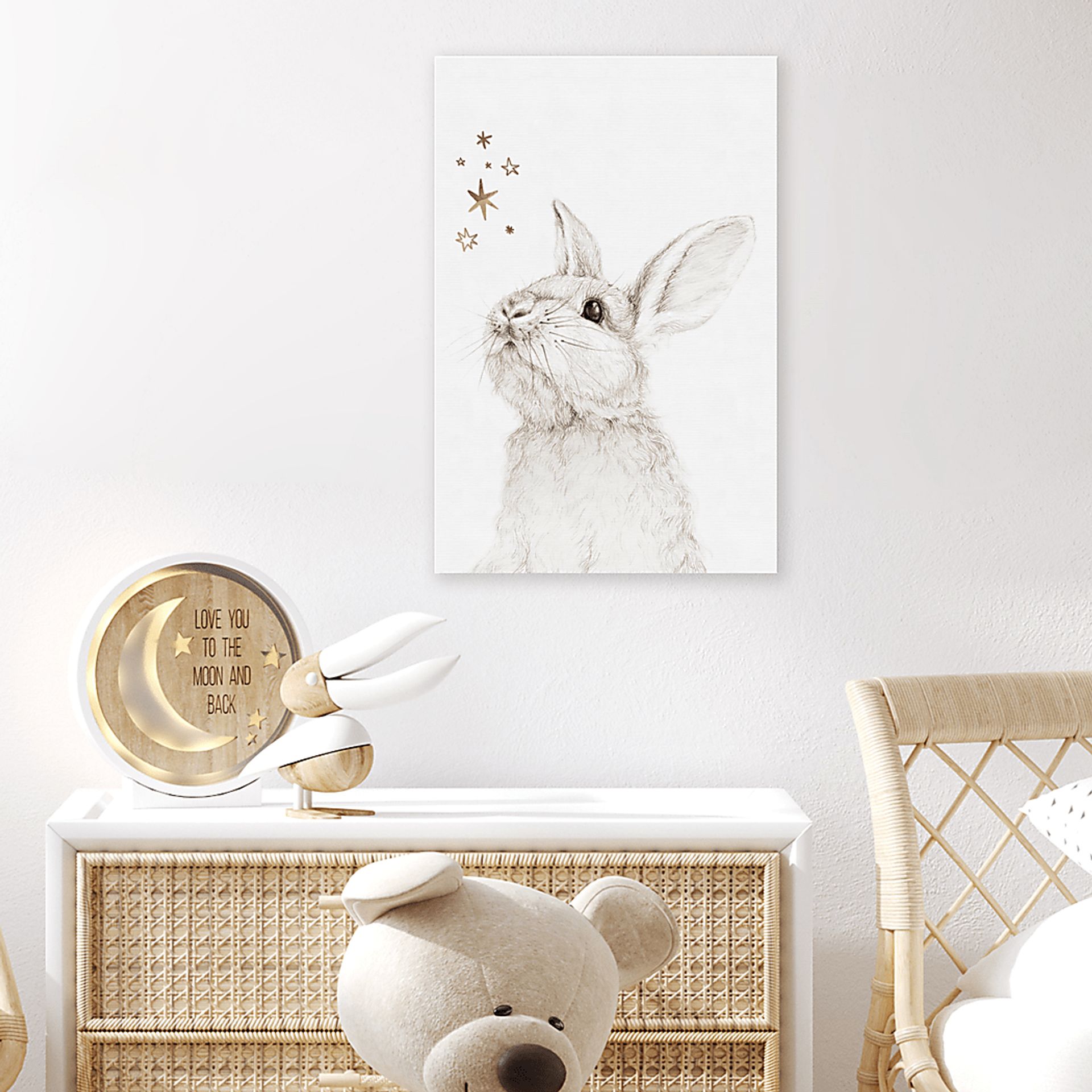 Kids A Bunny's Wish White Medium Wall Art - Image 3