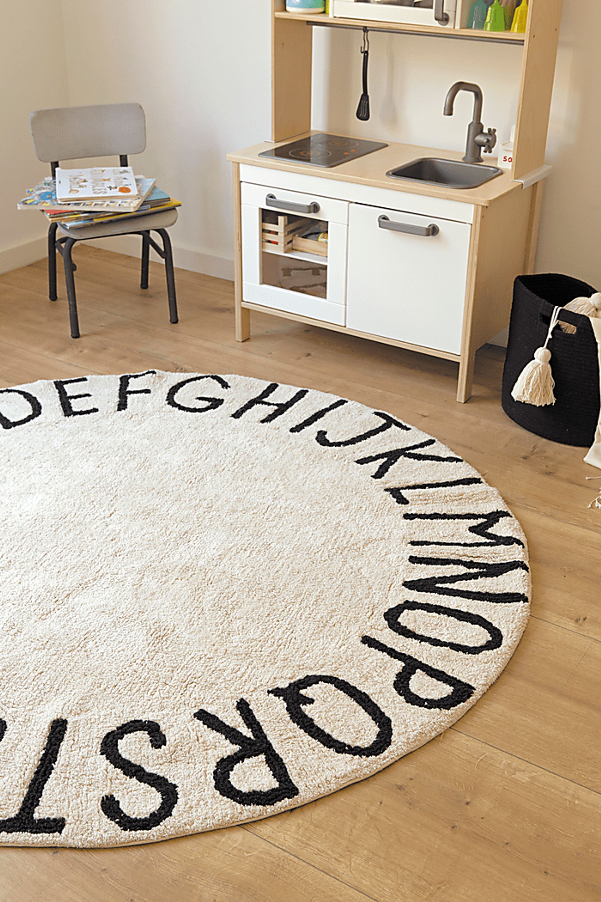 Kids ABCs Natural 5' Machine Washable Round Rug - Image 2