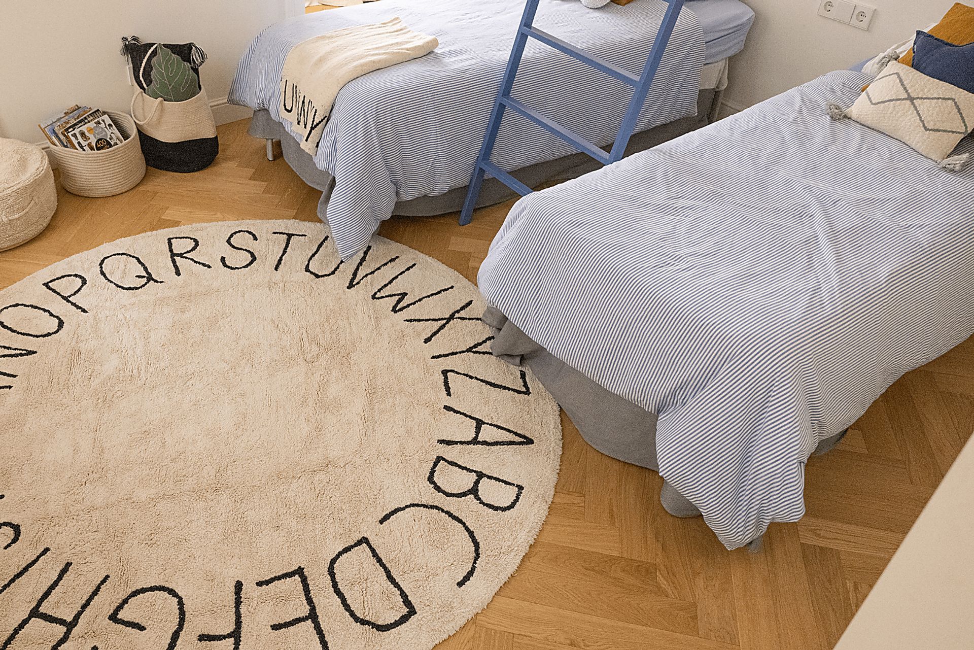 Kids ABCs Natural 6'7 Machine Washable Round Rug - Image 2