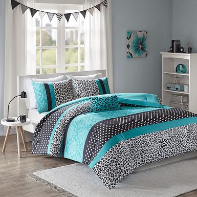 Kids Adrastea Teal Twin Comforter Set
