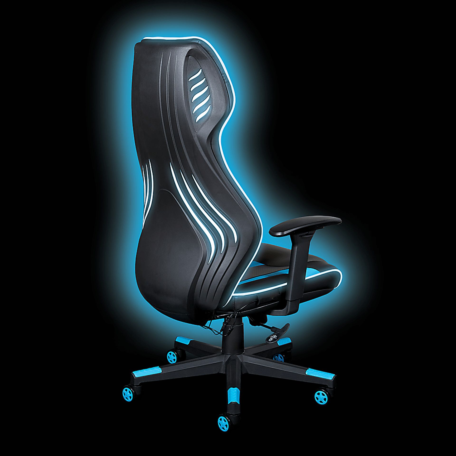 Kids Aeryn Black/Blue LED Gaming Chair - Image 3
