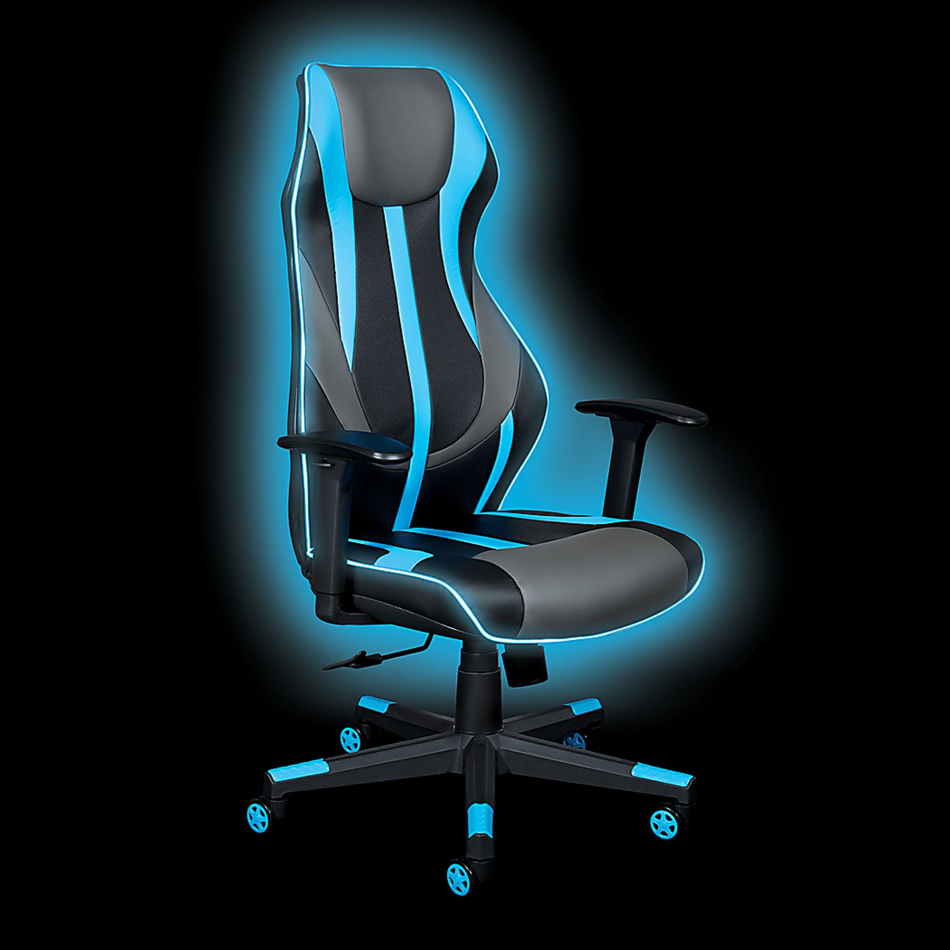 Kids Aeryn Black/Blue LED Gaming Chair - Image 8