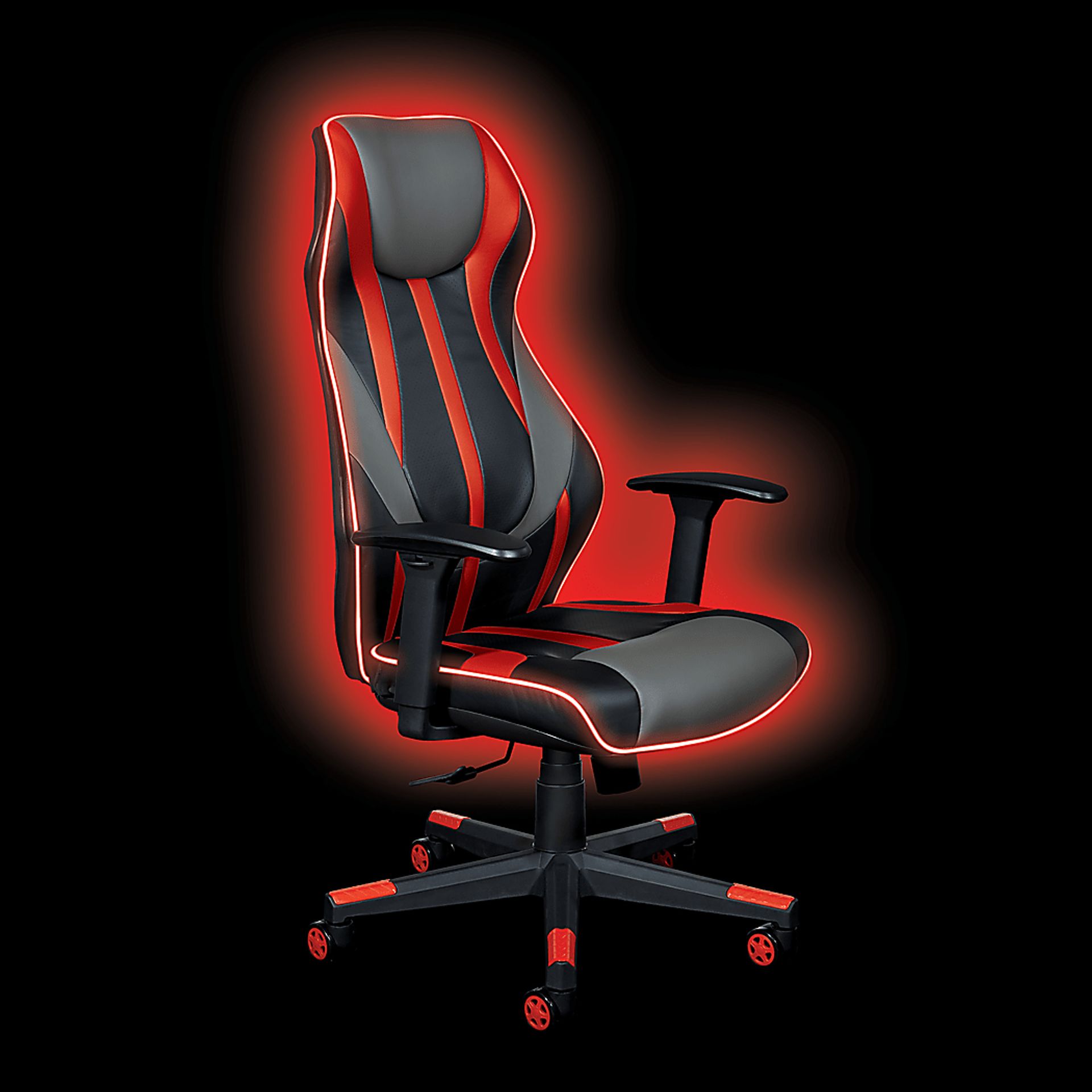 Kids Aeryn Black/Red LED Gaming Chair - Image 8