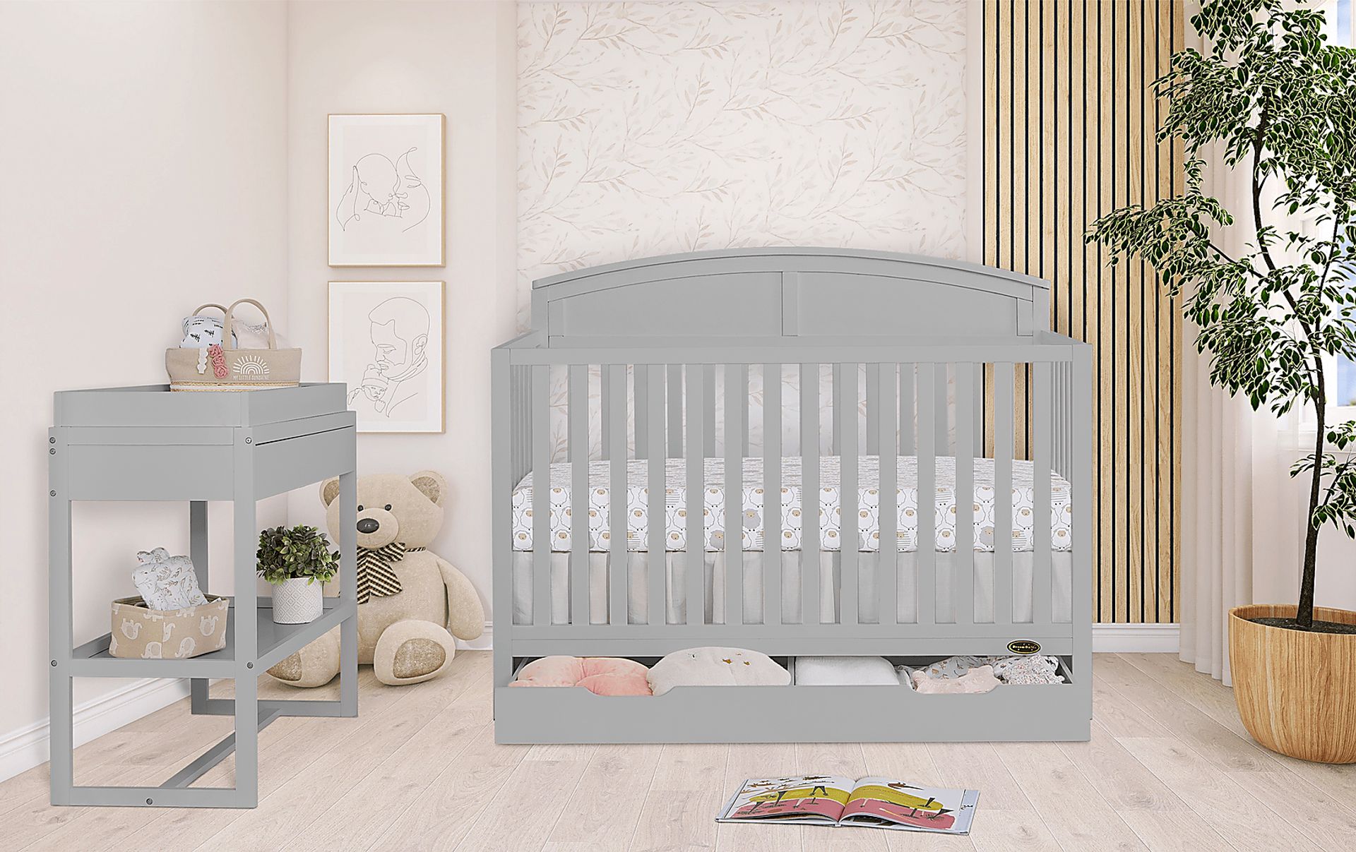 Kids Aezine Gray Convertible Crib - Image 3