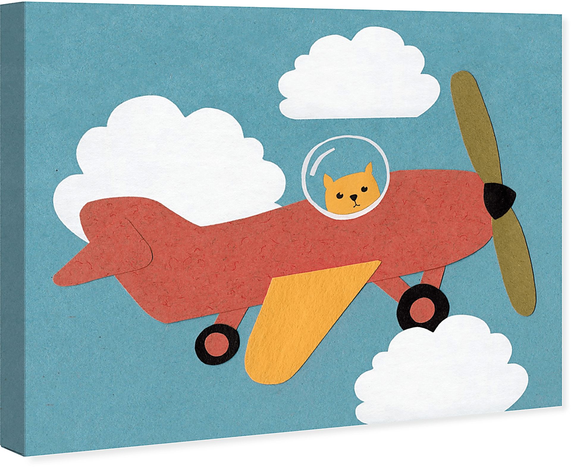 Kids Airplane Clouds Brown Medium Wall Art - Image 2