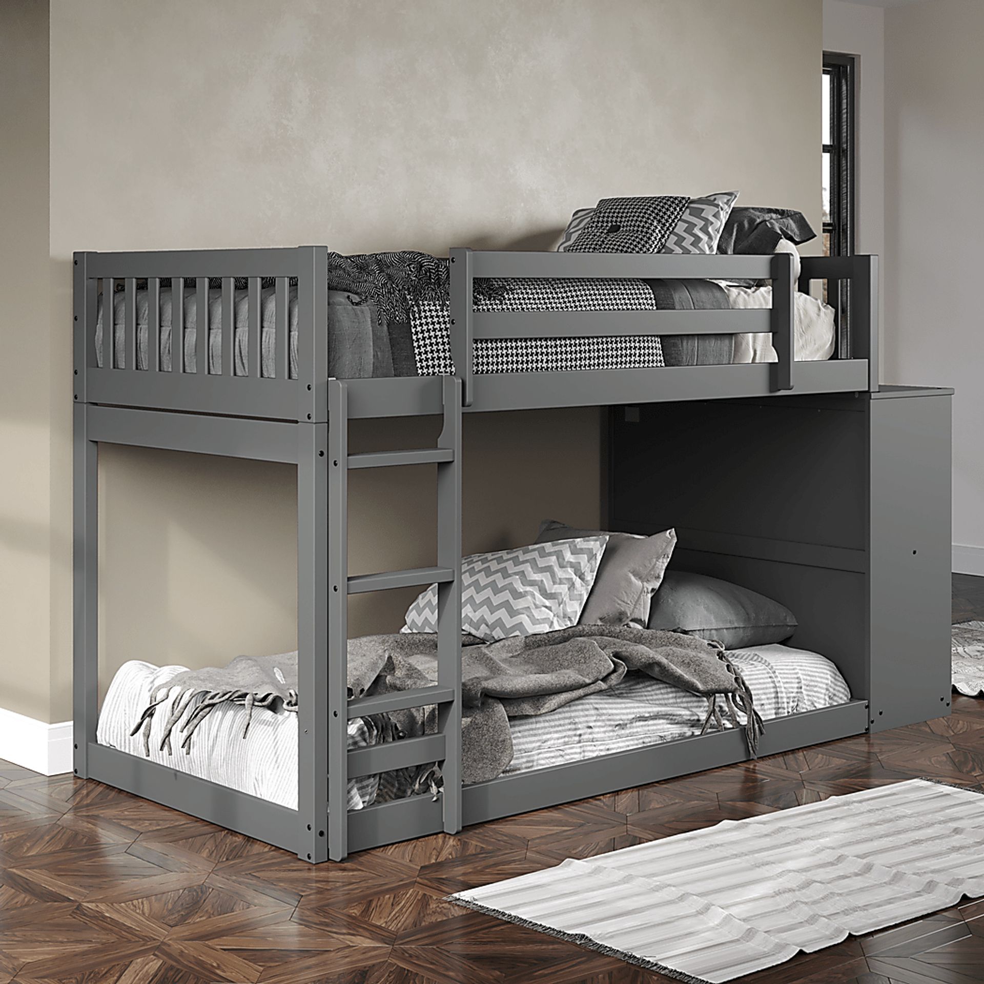 Kids Aklina Dark Gray Twin/Twin Bunk Bed with Dresser - Image 2