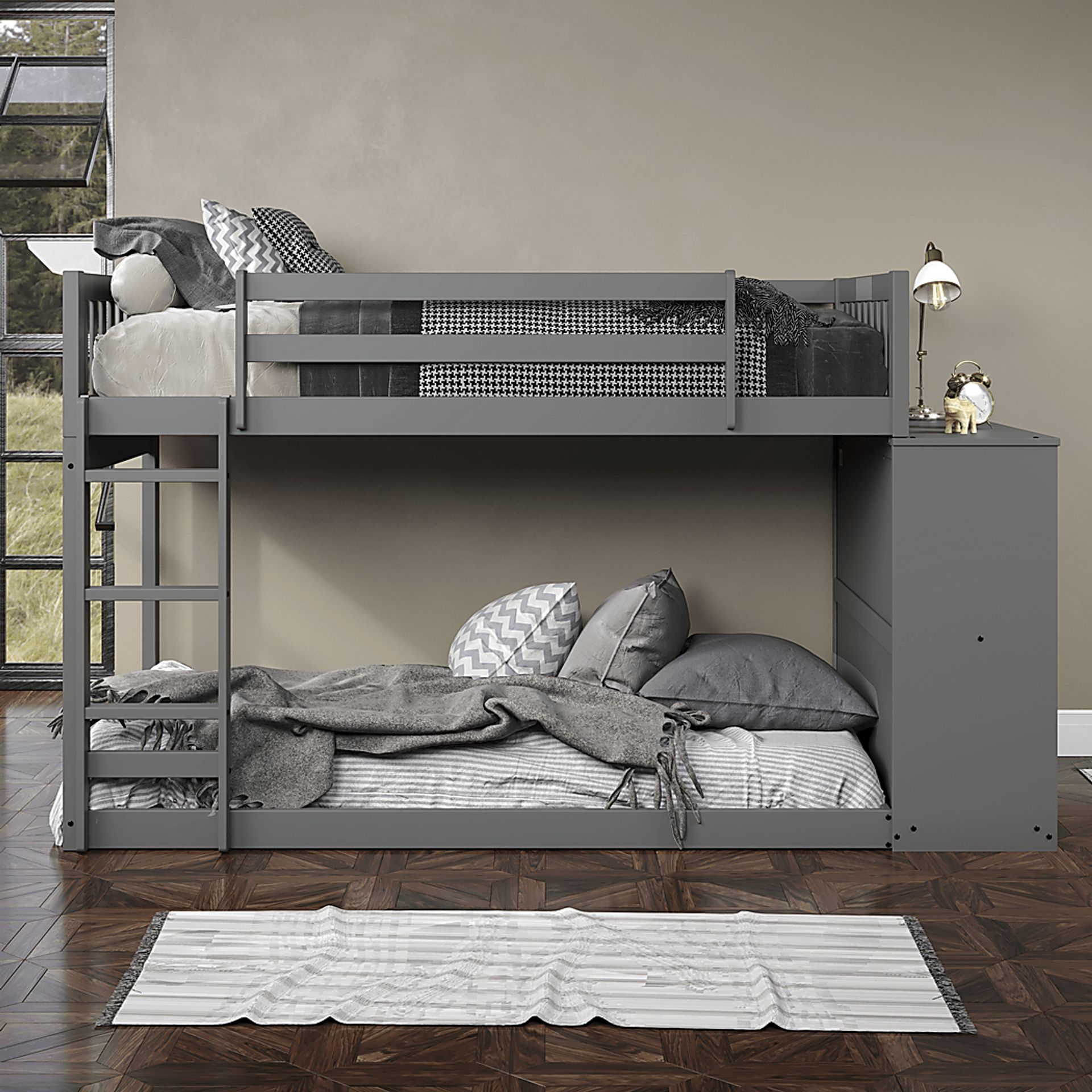 Kids Aklina Dark Gray Twin/Twin Bunk Bed with Dresser - Image 3