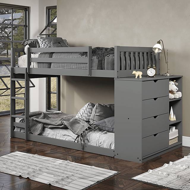 Kids Aklina Dark Gray Twin/Twin Bunk Bed with Dresser - Thumbnail - Image 4