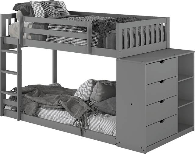 Kids Aklina Dark Gray Twin/Twin Bunk Bed with Dresser - Thumbnail - Image 1