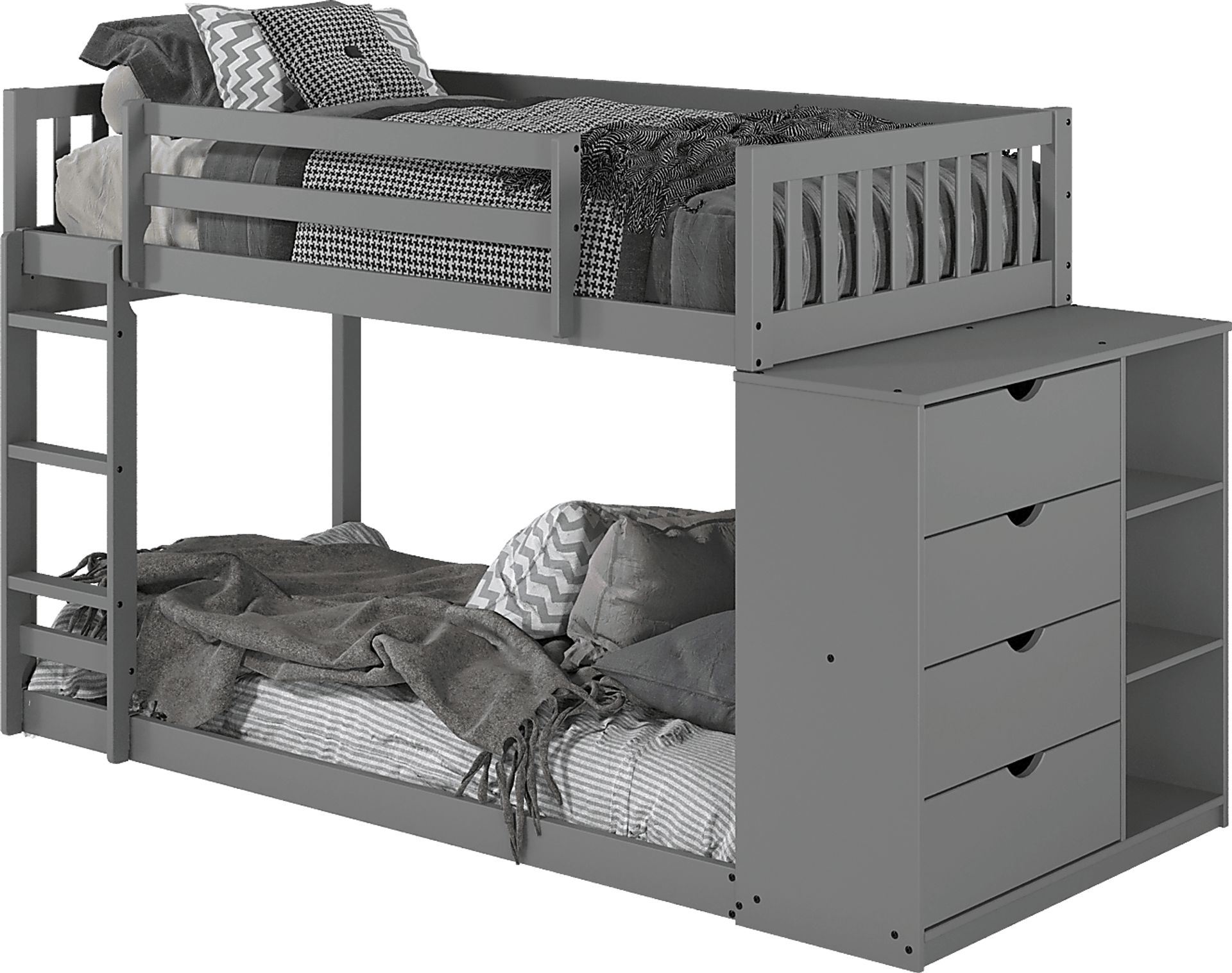Kids Aklina Dark Gray Twin/Twin Bunk Bed with Dresser - Image 1