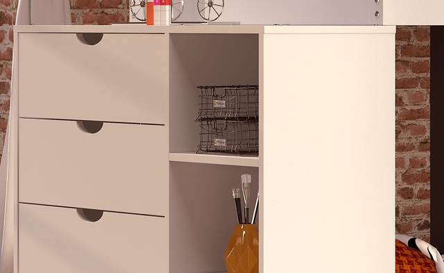 Kids Aklina White Twin/Twin Bunk Bed with Dresser - Thumbnail - Image 3