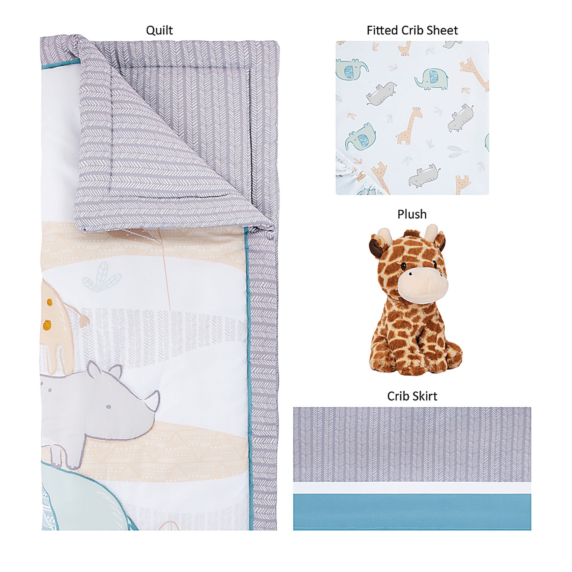 Kids Aleix Gray 4 Pc Baby Bedding Set - Image 3