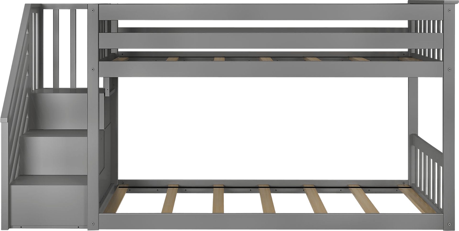 Kids Alejo Gray Twin/Twin Low Bunk Bed with Staircase - Image 4