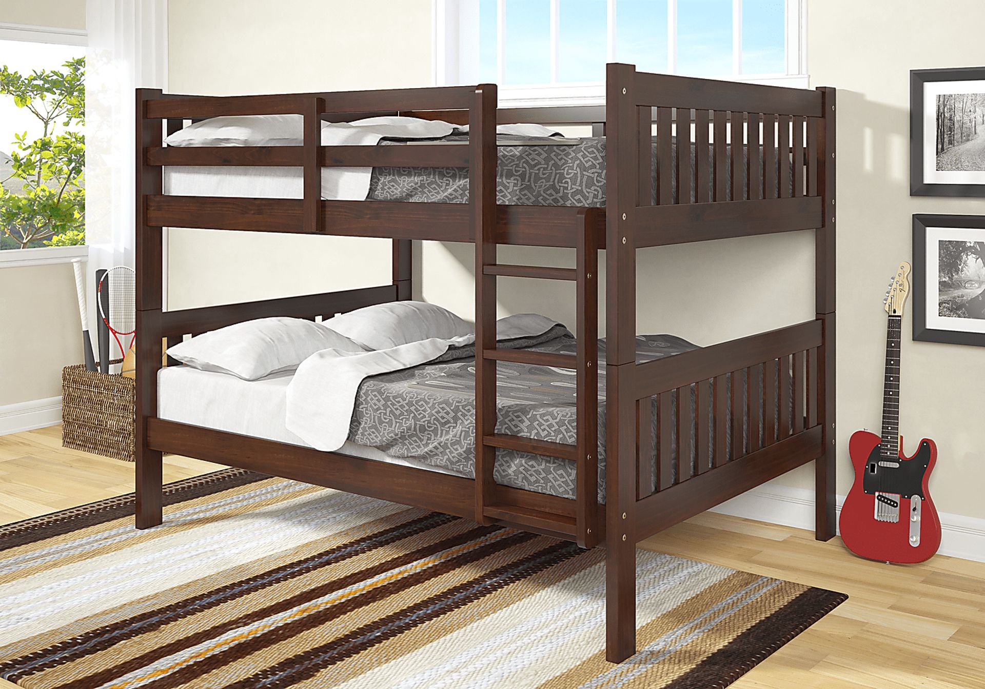 Kids Aleyna I Dark Brown Full/Full Bunk Bed - Image 2