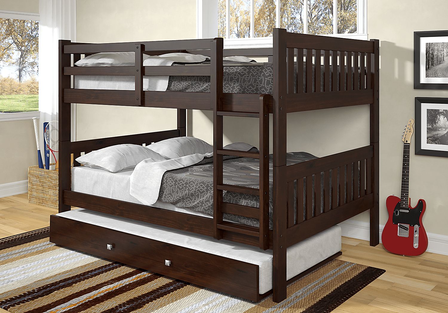 Kids Aleyna II Full/Full Bunk Bed with Trundle - Thumbnail 4