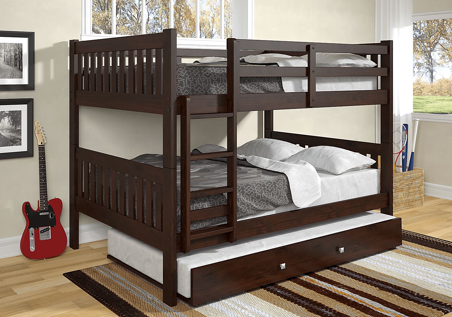Kids Aleyna II Full/Full Bunk Bed with Trundle - Thumbnail 5