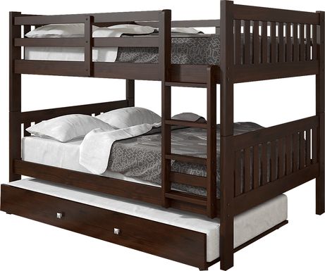 Kids Aleyna II Dark Brown Full/Full Bunk Bed with Trundle