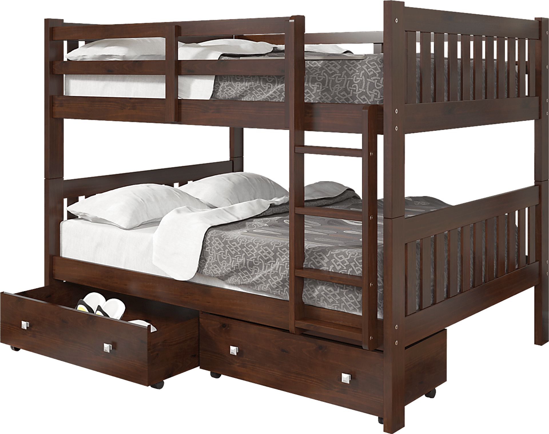 Kids Aleyna III Dark Brown Full/Full Bunk Bed with Drawers - Image 4